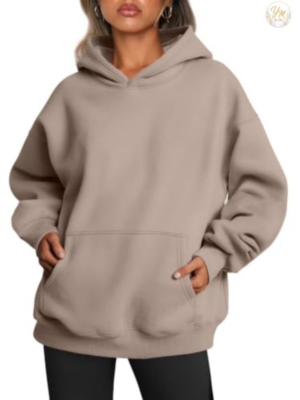 Womens Oversized Hoodie 50% Polyester 50% Cotton Fleece Pullover Sweatshirt